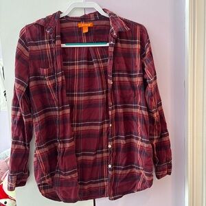 Red Plaid Button-Up Shirt